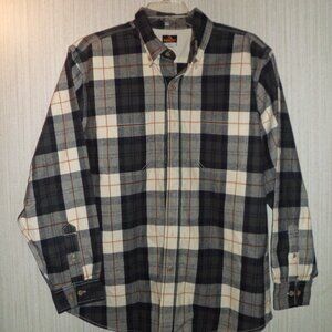Men's Ridgecut Toughwear Heavyweight Long Sleeve Plaid Button-Up Shirt Large